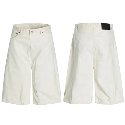 Y2K Loose Wide Leg White Long Denim Shorts Jorts