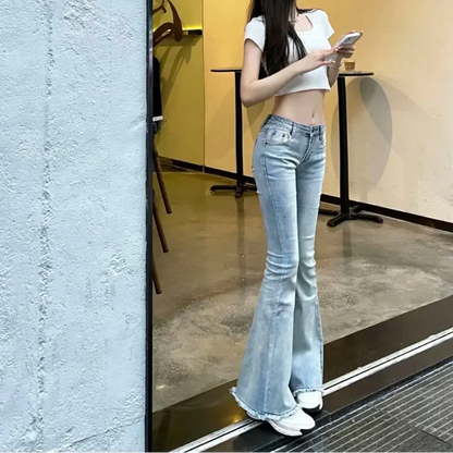 Y2K Low Waist Super Skinny Flared Jeans