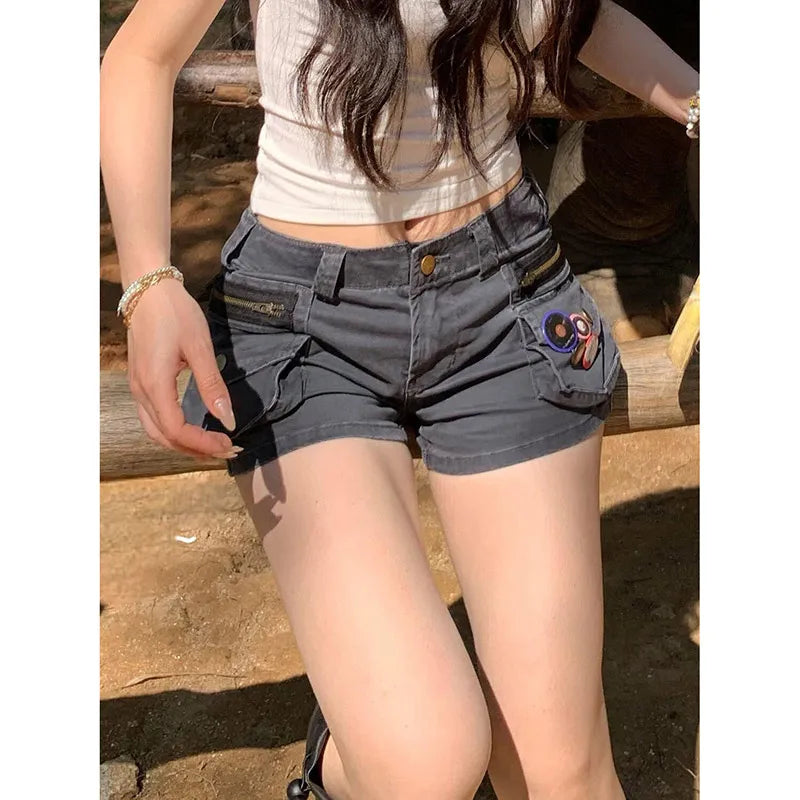 Y2K Low Waist Workwear Denim Shorts