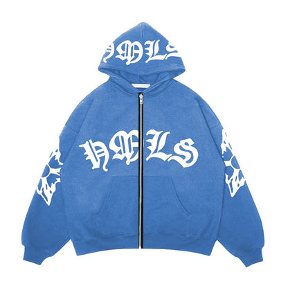 Y2K Lyrical Graphic Zip Up Hoodie