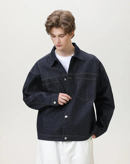 Y2K Mens Contrast Stitching Denim Workwear Jacket