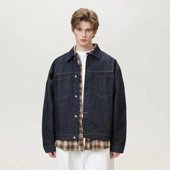 Y2K Mens Contrast Stitching Denim Workwear Jacket