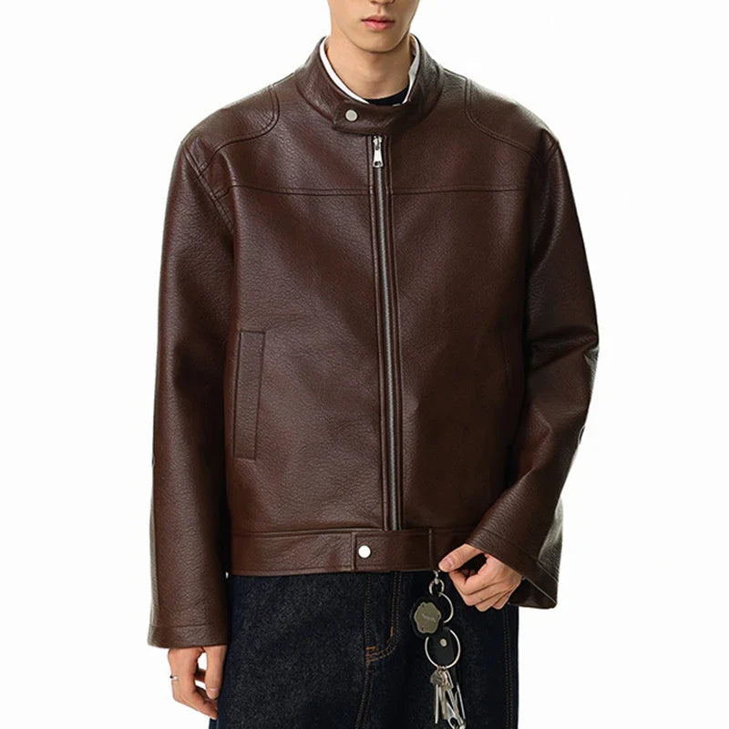 Y2K Mens Essential Faux Leather Jacket