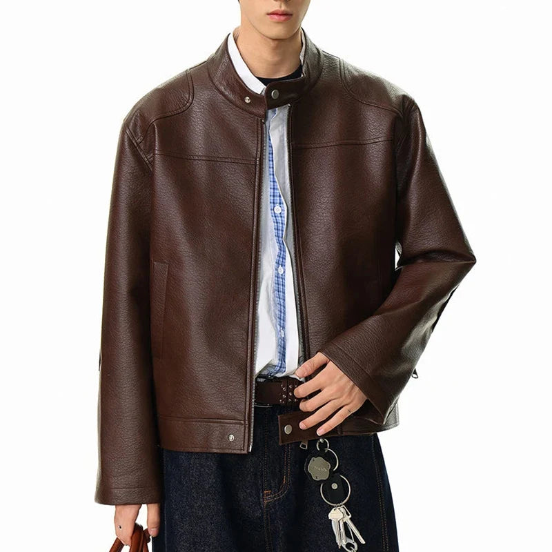 Y2K Mens Essential Faux Leather Jacket