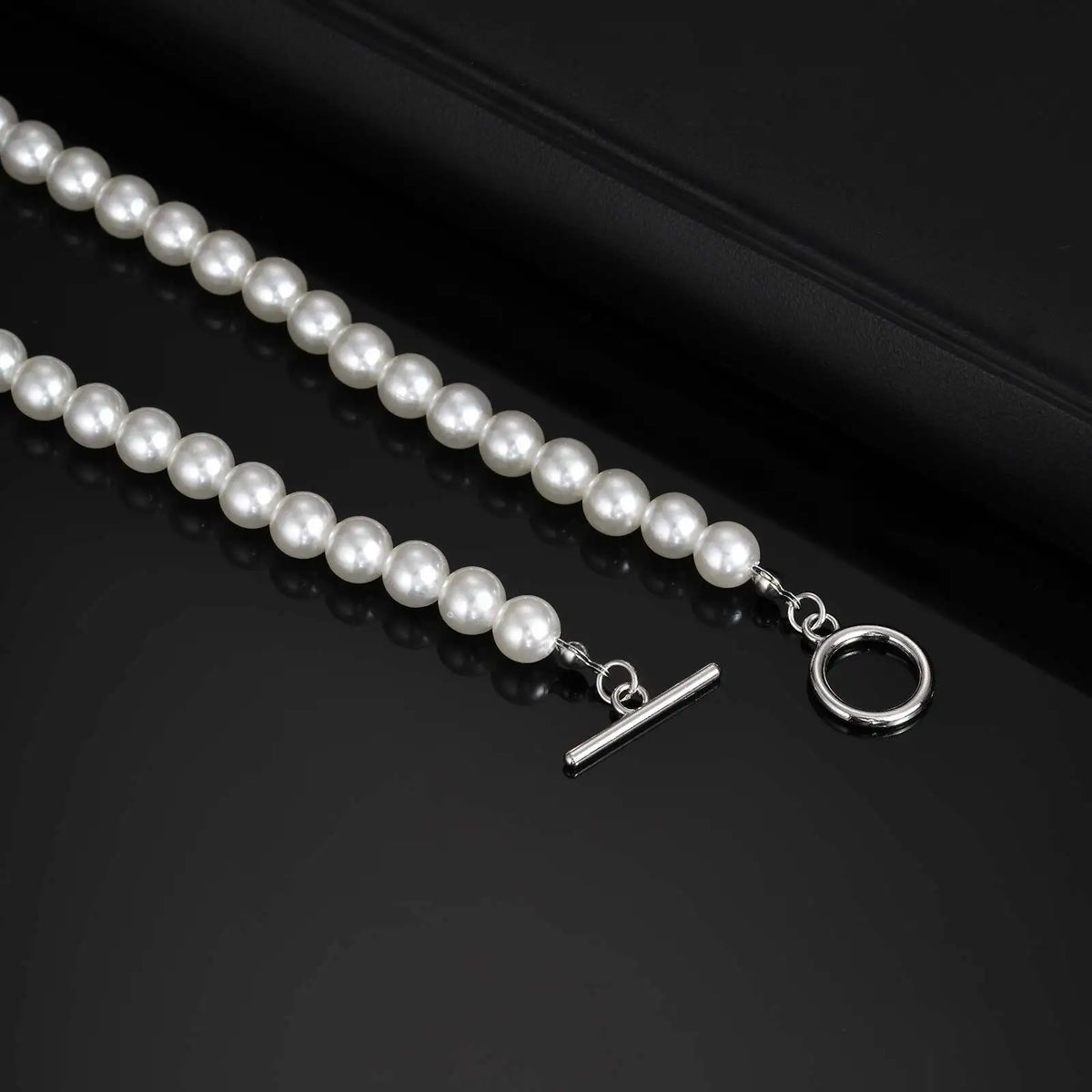Y2K Mens Imitation Pearl Beaded Necklace