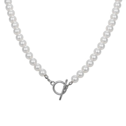 Y2K Mens Imitation Pearl Beaded Necklace