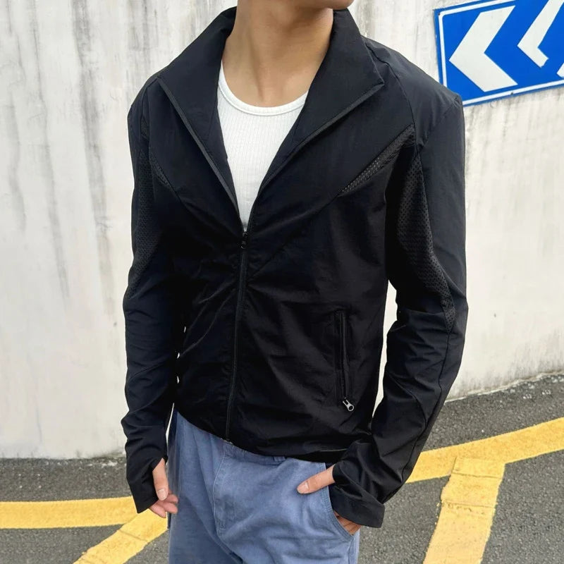 Y2K Mens Slim Activewear Zip Up Jacket