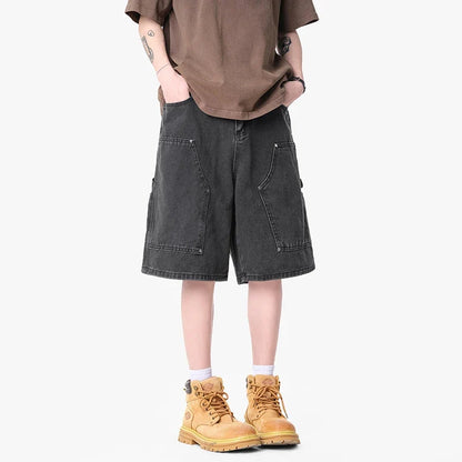 Y2K Mens Workwear Cargo Denim Shorts Jorts