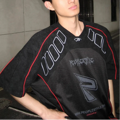 Y2K Mesh Motorcycle V Neck Racing Jersey