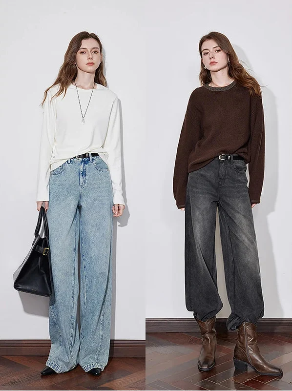 Y2K Mid Waist Straight Boyfriend Fit Denim Jeans