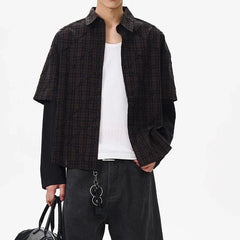 Y2K Mock Two Piece Long Sleeve Button Down Shirt