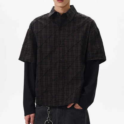 Y2K Mock Two Piece Long Sleeve Button Down Shirt