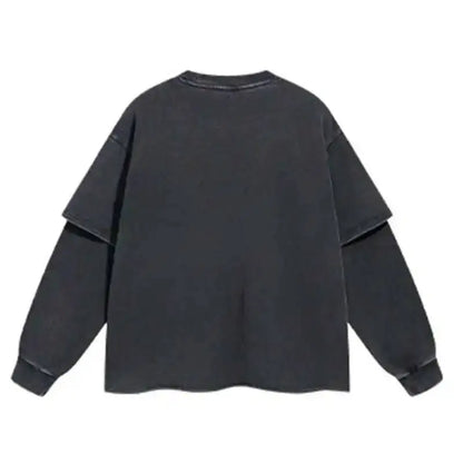 Y2K Mock Two Piece Spiritual Graphic Long Sleeve Top