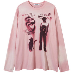 Y2K Morphed Graphic Long Sleeve Top