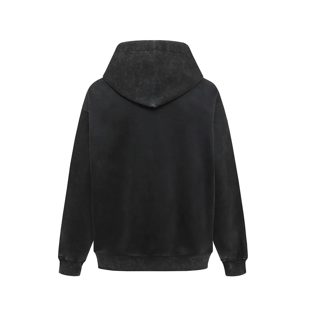 Y2K Motorcycle Graphic Print Distressed Baggy Hoodie