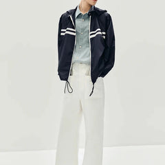 Y2K Nautical Sporty Hooded Windbreaker Jacket
