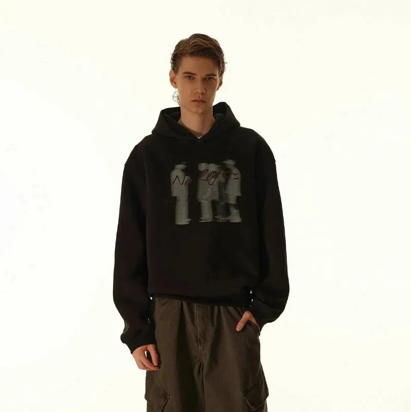 Y2K No Regrets Graphic Baggy Hoodie