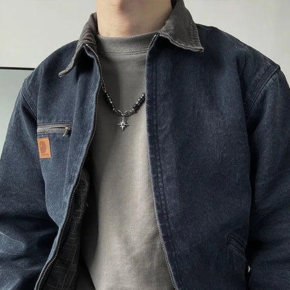 Y2K Obsidian Star Pendant Necklace