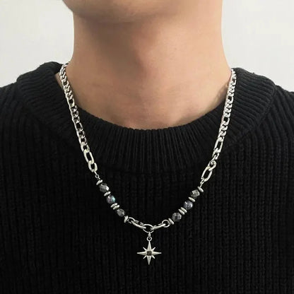 Y2K Obsidian Star Pendant Necklace