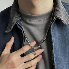 Y2K Obsidian Star Pendant Necklace