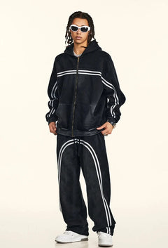 Y2K Origin 360gsm Washed Ribbon Zip Up Hoodie