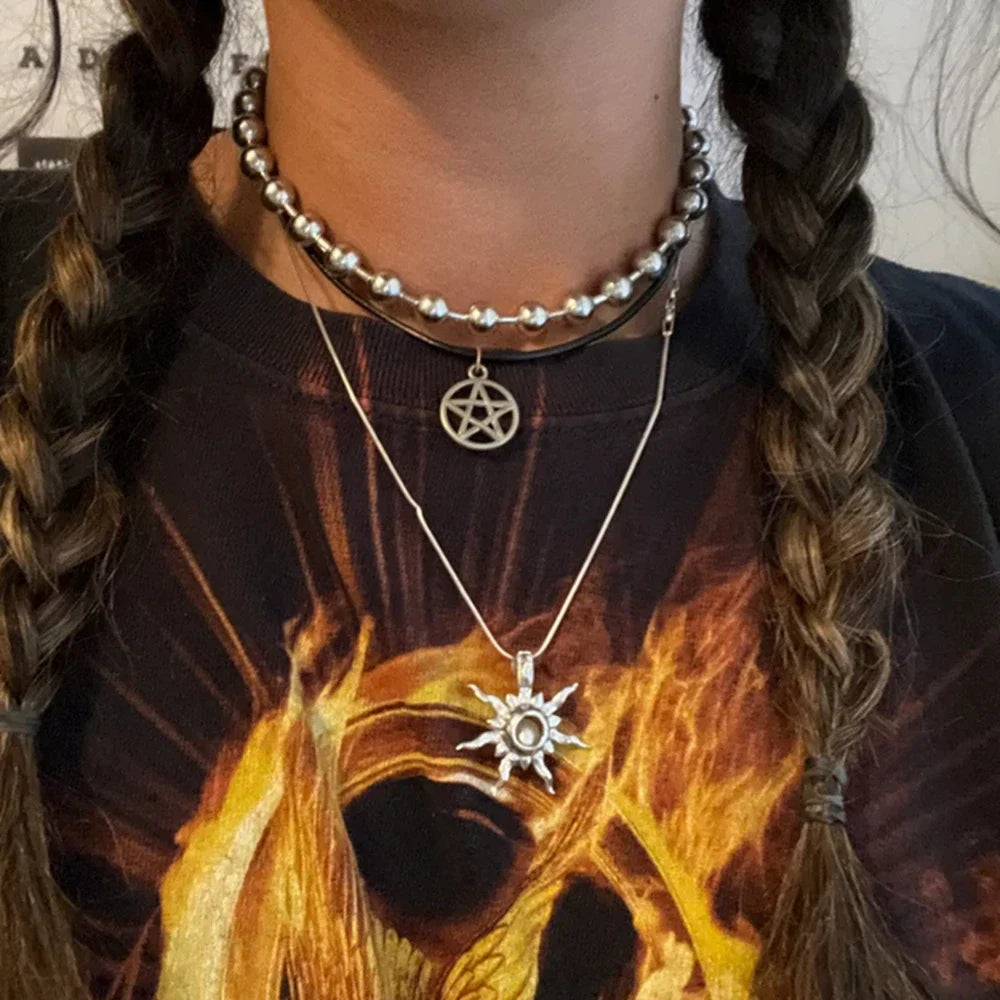 Y2K Oversized 10mm Ball Chain Choker Necklace