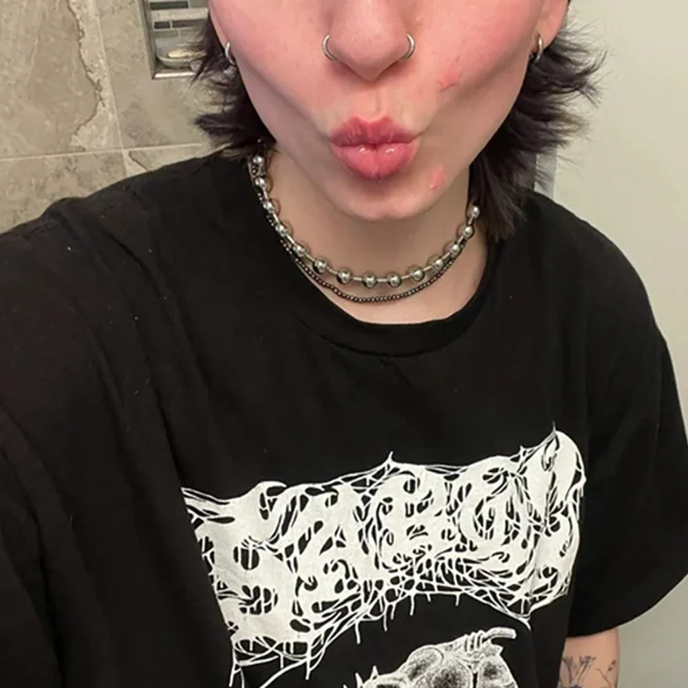 Y2K Oversized 10mm Ball Chain Choker Necklace