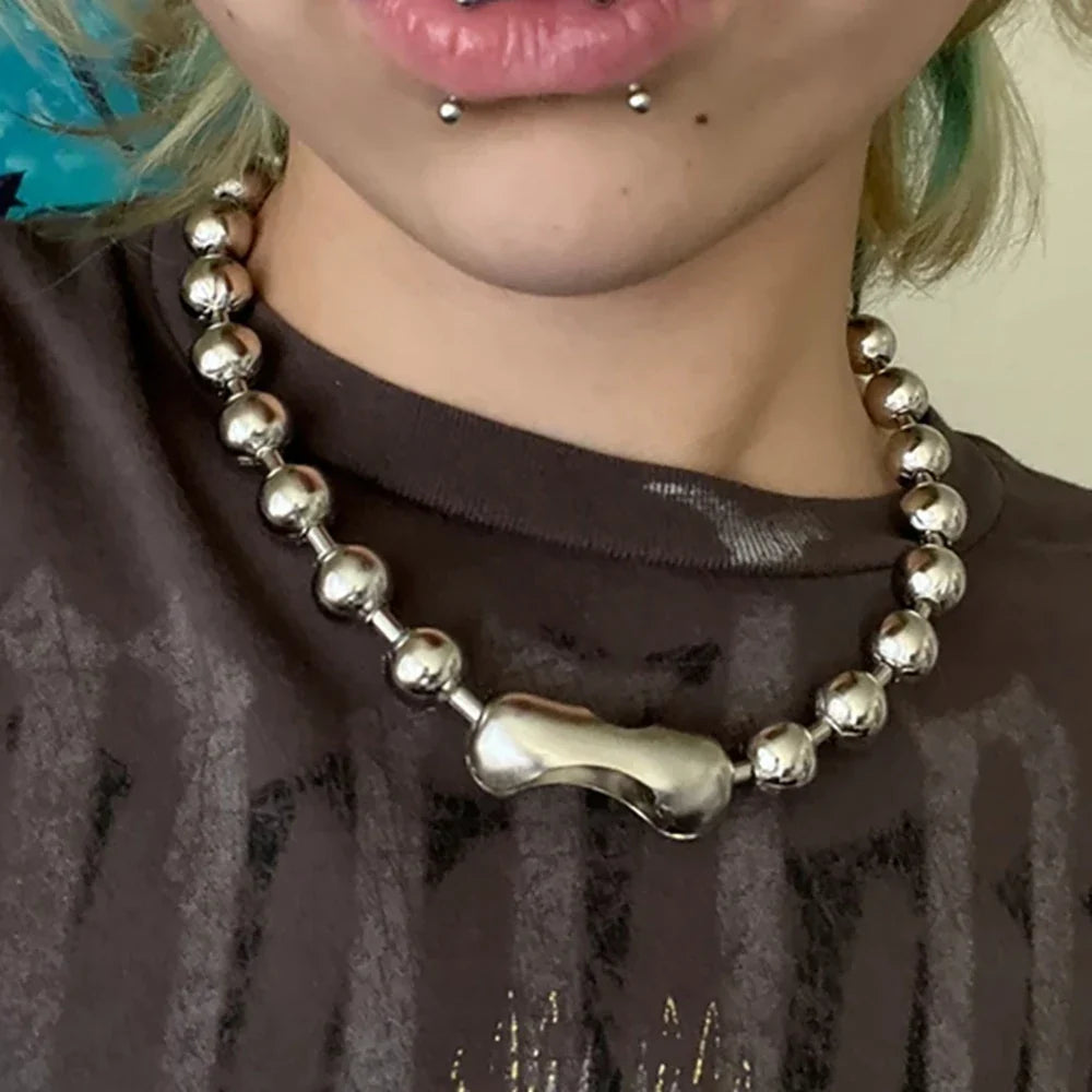 Y2K Oversized 10mm Ball Chain Choker Necklace