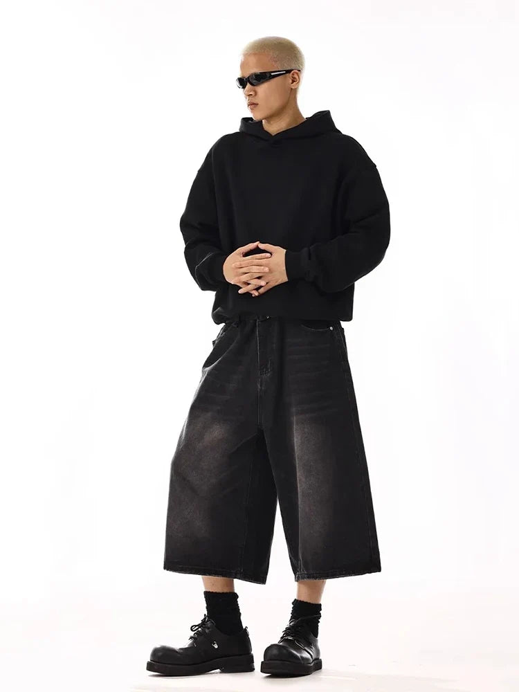 Y2K Oversized Black Long Jorts