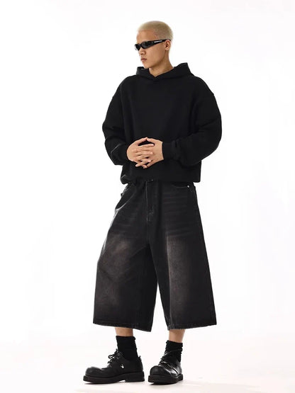 Y2K Oversized Black Long Jorts