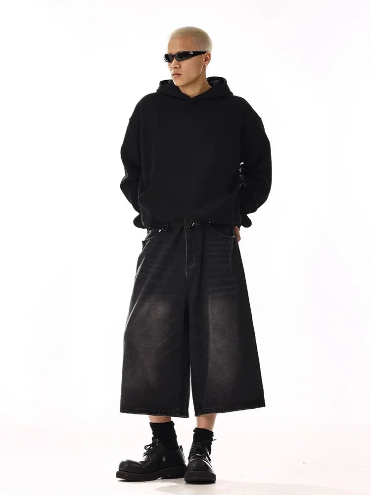 Y2K Oversized Black Long Jorts