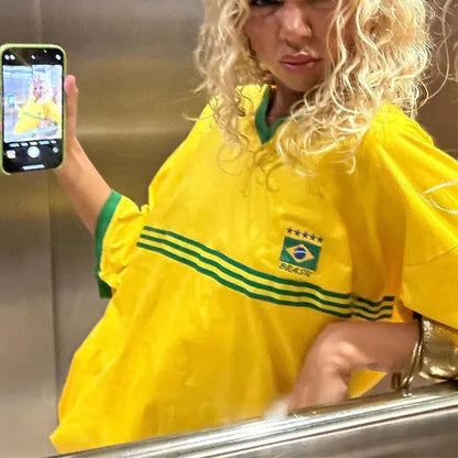 Y2K Oversized Brazil T Shirt