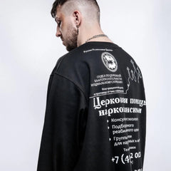 Y2K Oversized Gothic Graphic Long Sleeve Top