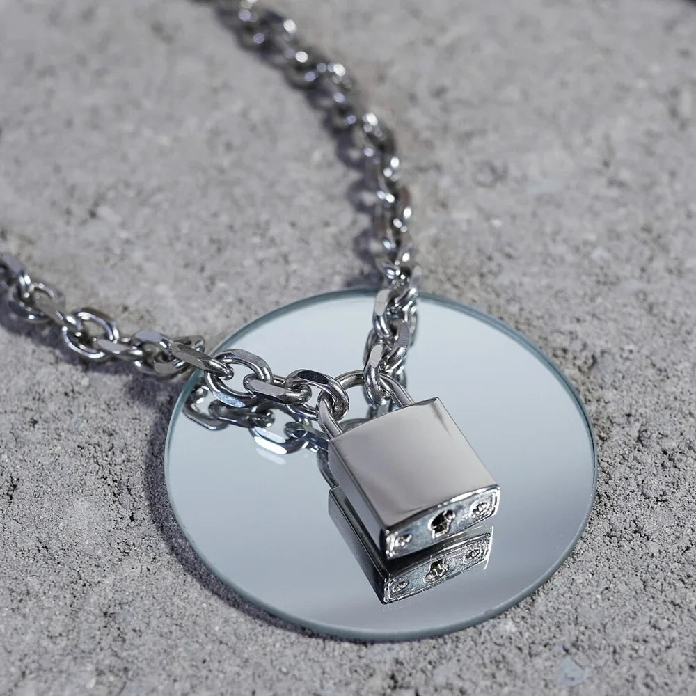 Y2K Oversized Padlock Pendant Necklace
