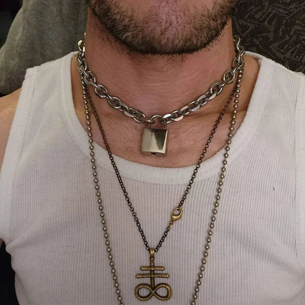 Y2K Oversized Padlock Pendant Necklace
