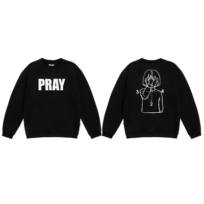 Y2K PRAY Graphic Hoodie Sweater