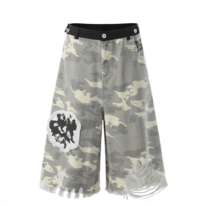 Y2K Patch Print Camouflage Cargo Jorts