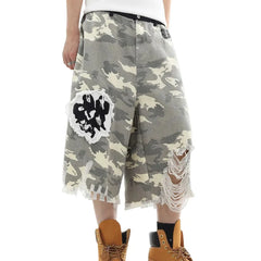 Y2K Patch Print Camouflage Cargo Jorts