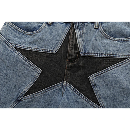 Y2K Patchwork Star Denim Shorts Jorts