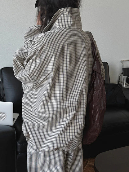 Y2K Plaid Baggy Casual Jacket Coat