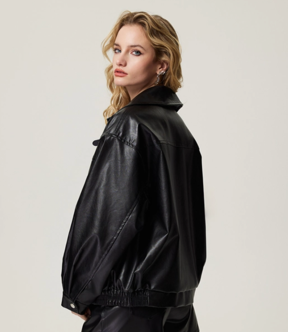 Y2K Plaid Patchwork Faux Leather Reversible Jacket