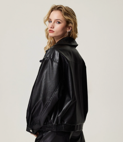 Y2K Plaid Patchwork Faux Leather Reversible Jacket