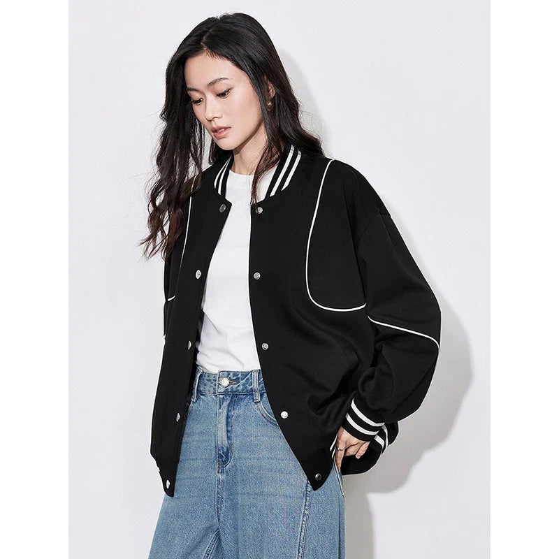 Y2K Classic Black Womens Varsity Jacket