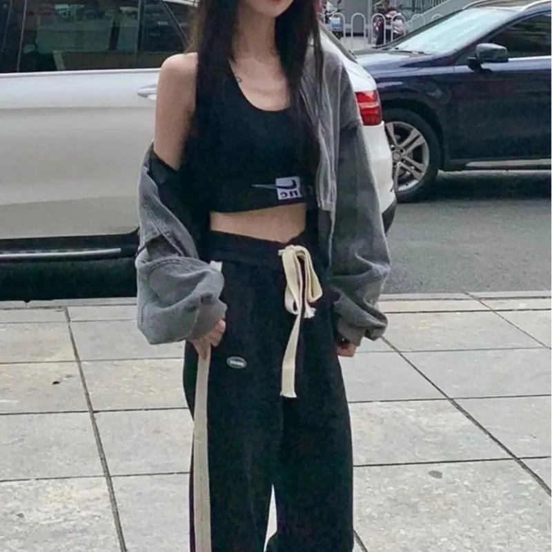 Y2K Pleated Baggy Cropped Denim Zip Up Jacket
