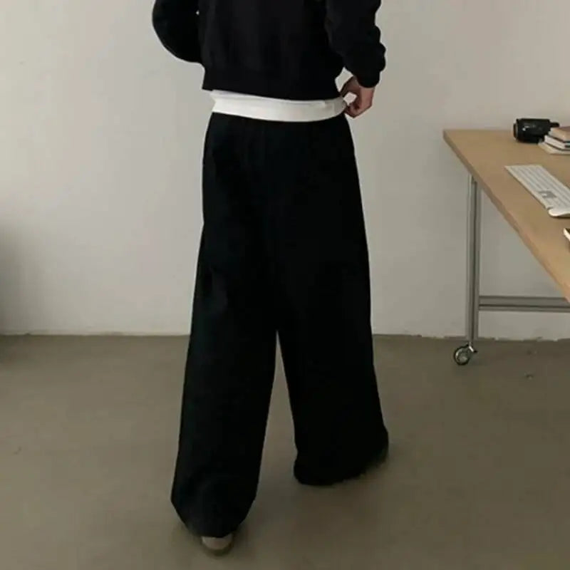 Y2K Pleated Design Wide Leg Sweatpants Joggers Trousers
