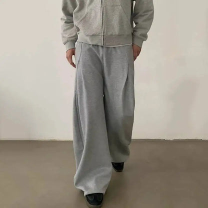 Y2K Pleated Design Wide Leg Sweatpants Joggers Trousers