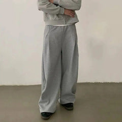 Y2K Pleated Design Wide Leg Sweatpants Joggers Trousers