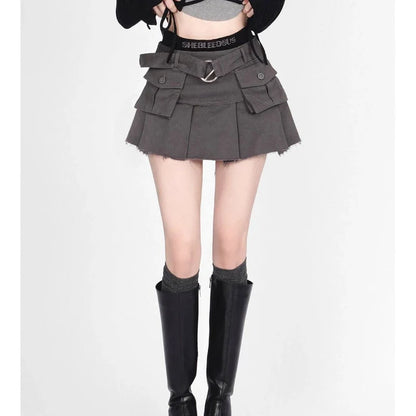 Y2K Pleated SBU Cargo Mini Skirt