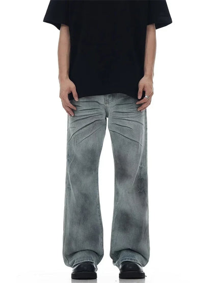 Y2K Pleated Slight Flare Baggy Jeans