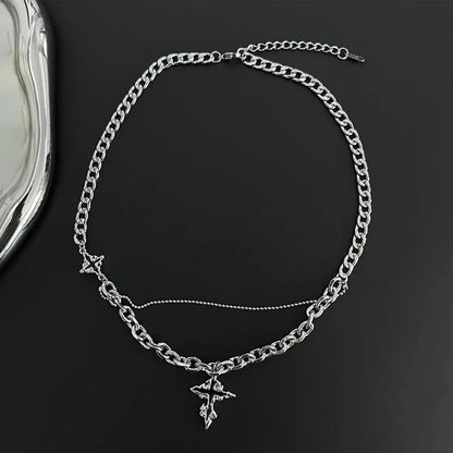 Y2K Punk Black Flame Cross Necklace